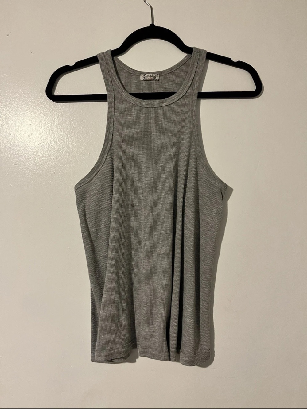 Free People Heather Gray Ribbed High-Neck Tank
